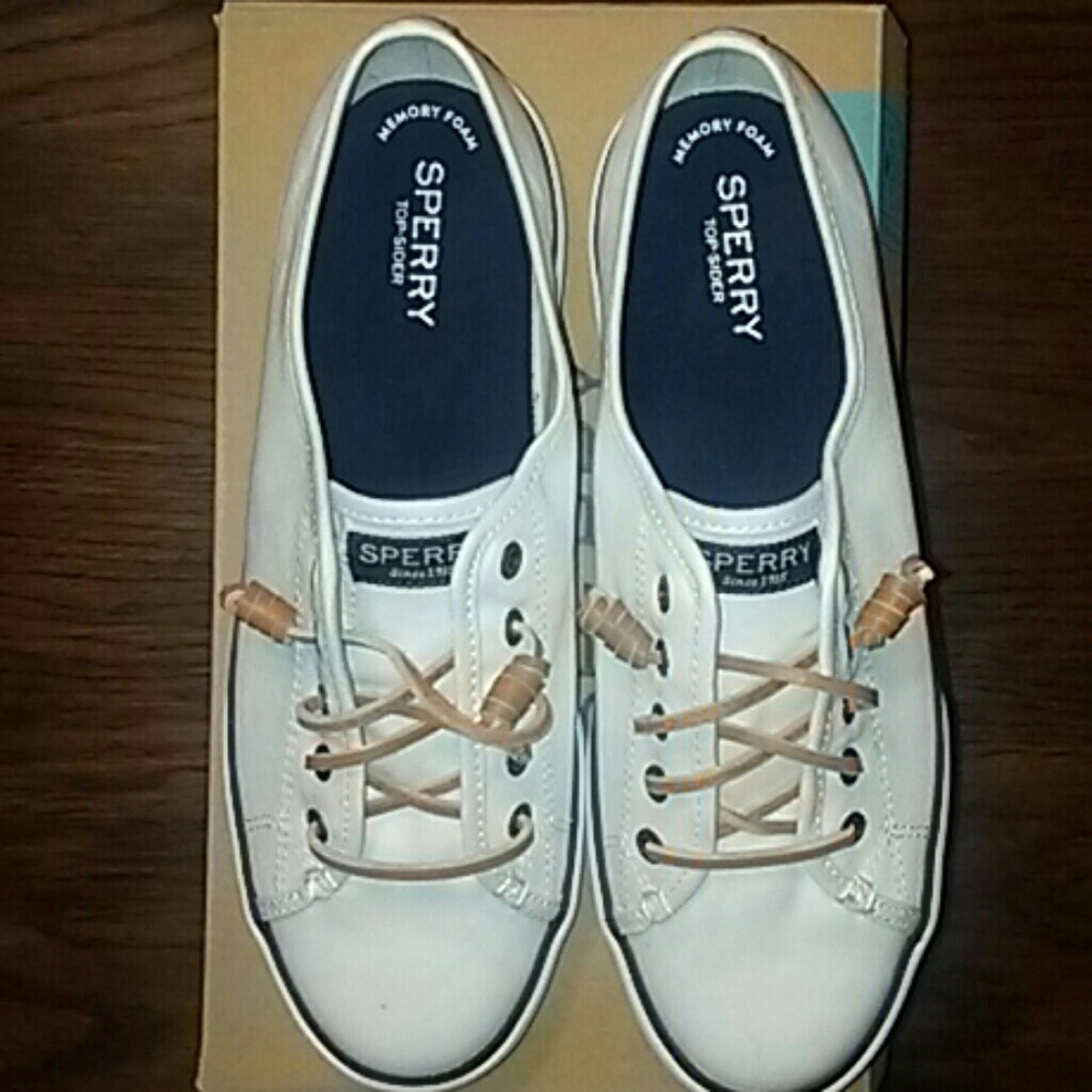 Sperry White Canvas Sneakers with Rubber Soles